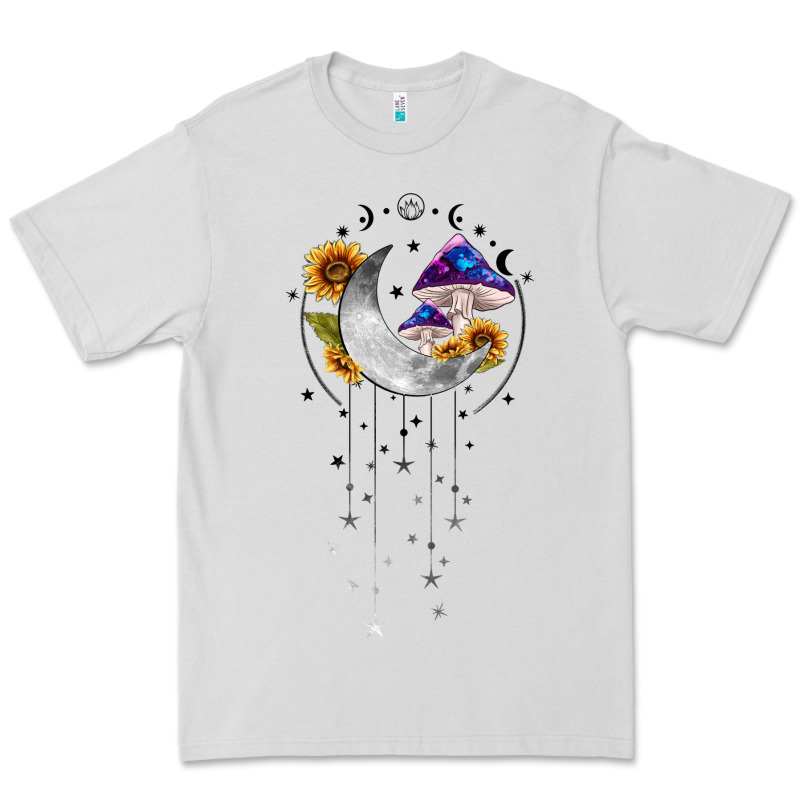 Moon And Mushrooms With Sunflower Premium Tee by MaliasSmallBusiness | Teevron