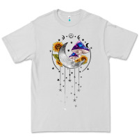 Dove Grey moon and mushrooms with sunflower Premium Tee - MaliasSmallBusiness