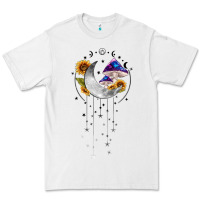 White moon and mushrooms with sunflower Premium Tee - MaliasSmallBusiness
