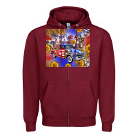 Burgundy Fourth Of July Sunflowers Truck Zipper Hoodie - FaDigitalArtStudio