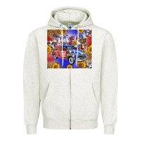 Oatmeal Heather Fourth Of July Sunflowers Truck Zipper Hoodie - FaDigitalArtStudio