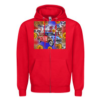 Red Fourth Of July Sunflowers Truck Zipper Hoodie - FaDigitalArtStudio