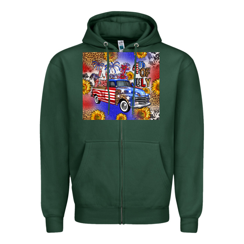 Fourth Of July Sunflowers Truck Zipper Hoodie by FaDigitalArtStudio | Teevron
