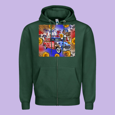Fourth Of July Sunflowers Truck Zipper Hoodie Designed By Fadigitalartstudio