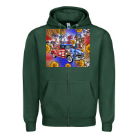 Sports Green Fourth Of July Sunflowers Truck Zipper Hoodie - FaDigitalArtStudio