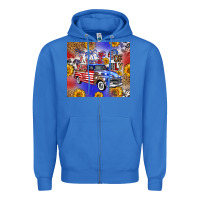 True Royal Fourth Of July Sunflowers Truck Zipper Hoodie - FaDigitalArtStudio