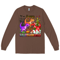Chestnut happy hallothanksmas dinosaur Long Sleeve Tee - texasbilliewilder