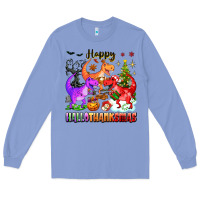Colony Blue happy hallothanksmas dinosaur Long Sleeve Tee - texasbilliewilder