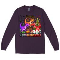 Plum happy hallothanksmas dinosaur Long Sleeve Tee - texasbilliewilder