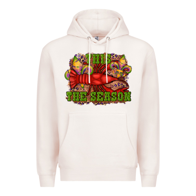 Mardi Gras This The Season Crawfish Fleur De Lis Premium Hoodie by RanaPortraitStore | Teevron