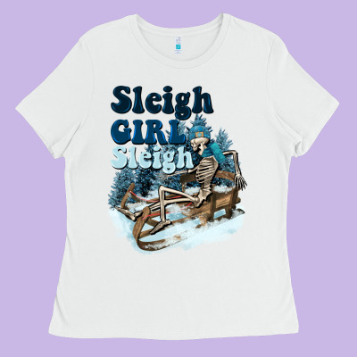 Sleigh Girl Sleigh Skeleton Ladies Tee Designed By Nancycooperartshop