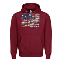 Burgundy Leopard glitter American flag Zipper Hoodie - FaDigitalArtStudio