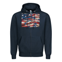 Navy Leopard glitter American flag Zipper Hoodie - FaDigitalArtStudio