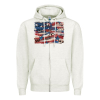 Oatmeal Heather Leopard glitter American flag Zipper Hoodie - FaDigitalArtStudio
