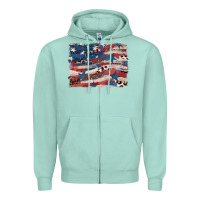 Seafoam Leopard glitter American flag Zipper Hoodie - FaDigitalArtStudio