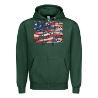 Sports Green Leopard glitter American flag Zipper Hoodie - FaDigitalArtStudio