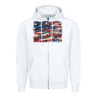 White Leopard glitter American flag Zipper Hoodie - FaDigitalArtStudio