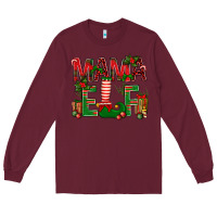 Burgundy Christmas Mama Elf Long Sleeve Tee - NancyCooperArtShop