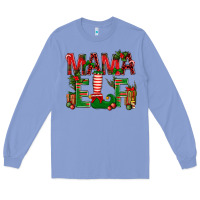 Colony Blue Christmas Mama Elf Long Sleeve Tee - NancyCooperArtShop