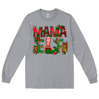 Heather Grey Christmas Mama Elf Long Sleeve Tee - NancyCooperArtShop