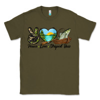 Army Green Camouflage Peace Love Striped Bass Classic Tee - LillyAllenDesigns