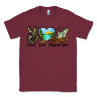 Burgundy Camouflage Peace Love Striped Bass Classic Tee - LillyAllenDesigns