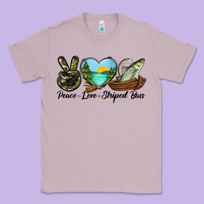 Camouflage Peace Love Striped Bass Classic Tee Designed By Lillyallendesigns