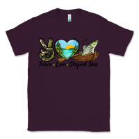 Plum Camouflage Peace Love Striped Bass Classic Tee - LillyAllenDesigns