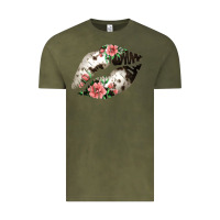 Vintage Olive Cowhide And Flowers Lips Vintage Tee - Bettercallsaul