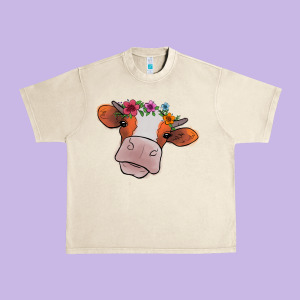 Cow With Flowers Urban Heavy Tee Designed By Bettercallsaul