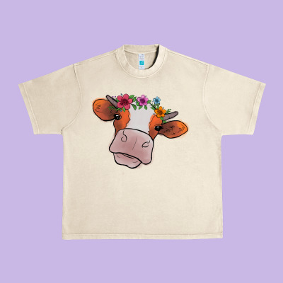 Cow With Flowers Urban Heavy Tee Designed By Bettercallsaul