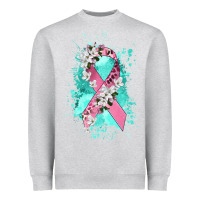 Heather Grey cancer ribbon Heavyweight Sweatshirt - CowGirlArtShop
