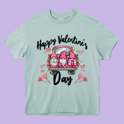 Happy Valentine's Day Gnome Truck Heavy Core Tee Designed By Maliassmallbusiness