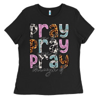 Black pray on it pray over it pray through it Ladies Tee - NancyCooperArtShop