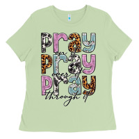 Matcha pray on it pray over it pray through it Ladies Tee - NancyCooperArtShop