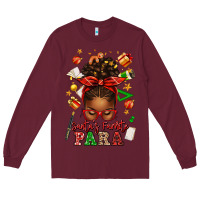 Burgundy santa's favorite para afro messy bun Long Sleeve Tee - texasbilliewilder