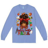 Colony Blue santa's favorite para afro messy bun Long Sleeve Tee - texasbilliewilder