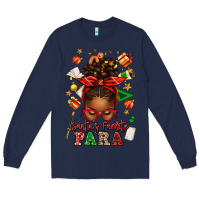 Navy santa's favorite para afro messy bun Long Sleeve Tee - texasbilliewilder
