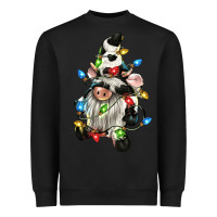 Black christmas cow gnome Heavyweight Sweatshirt - CowGirlArtShop