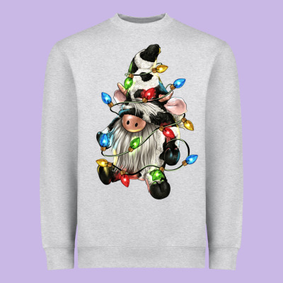 Christmas Cow Gnome Heavyweight Sweatshirt Designed By Cowgirlartshop
