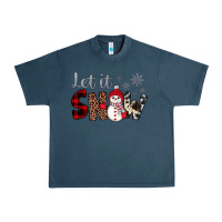 Midnight Navy let it snow snowman Urban Heavy Tee - JahusDesignShop
