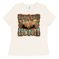 Bone raising hell with the hippies and the cowboys Ladies Tee - NancyCooperArtShop