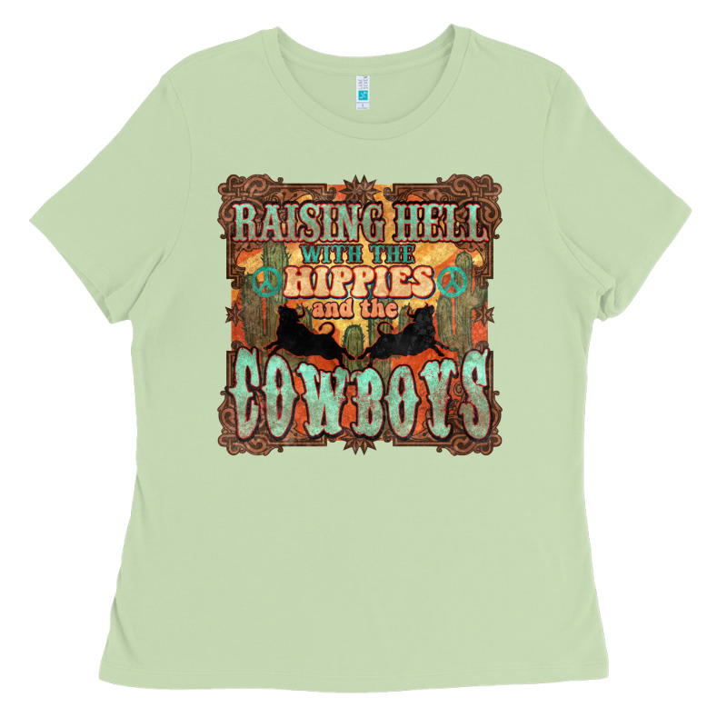 Raising Hell With The Hippies And The Cowboys Ladies Tee by NancyCooperArtShop | Teevron