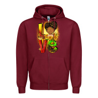 Burgundy Love Juneteenth Zipper Hoodie - FaDigitalArtStudio