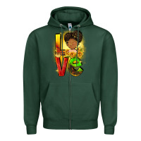 Sports Green Love Juneteenth Zipper Hoodie - FaDigitalArtStudio