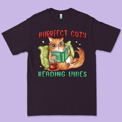 Purrfect Cozy Reading Vibes Premium Tee Designed By Maliassmallbusiness