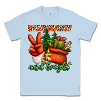 Dusty Blue stay merry and bright peace hand Classic Tee - Jasminsmagicworld