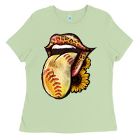 Matcha Softball Tongue Ladies Tee - Jasminsmagicworld