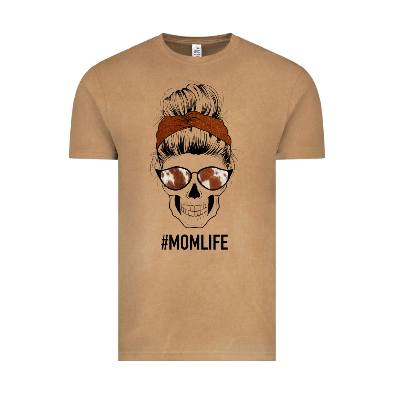 Western Brown Glitter Cowhide Patterned Mom Skull Vintage Tee by Bettercallsaul | Teevron