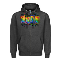 Charcoal Heather Love pride Zipper Hoodie - FaDigitalArtStudio